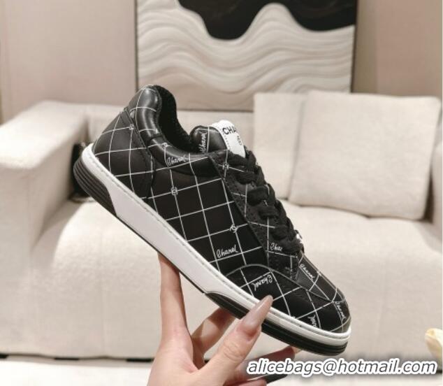 Cheap Price Chanel Ban'x Check Silky Calfskin Sneakers Black2 2025 CH041714