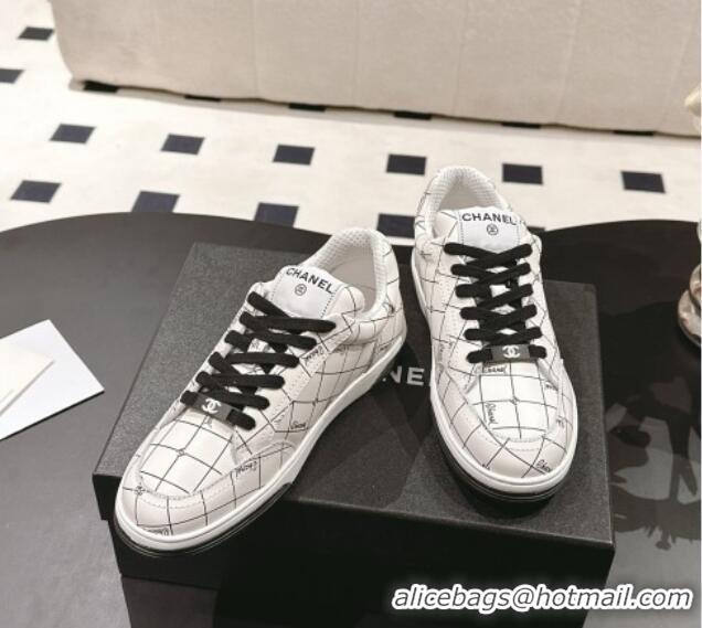 Good Product Chanel Ban'x Check Silky Calfskin Sneakers White 2025 CH041714