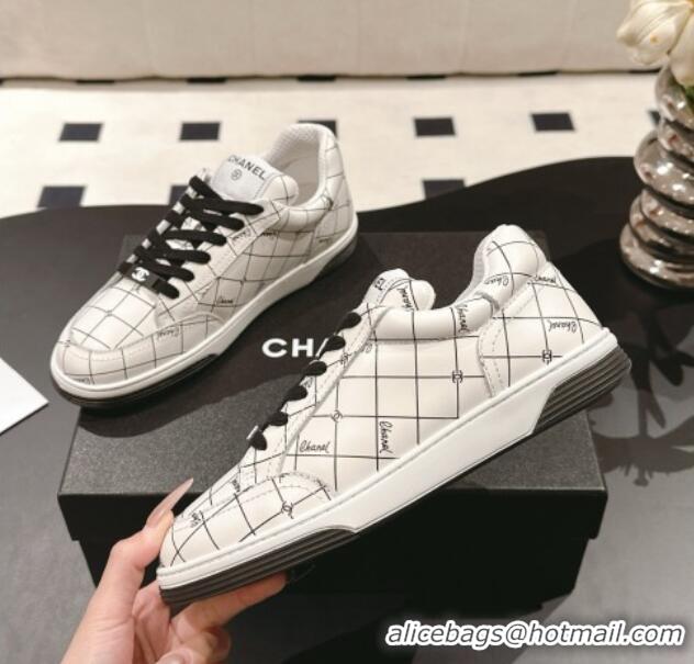 Good Product Chanel Ban'x Check Silky Calfskin Sneakers White 2025 CH041714