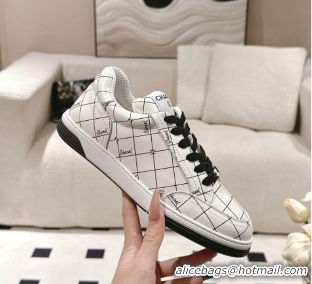 Good Product Chanel Ban'x Check Silky Calfskin Sneakers White 2025 CH041714