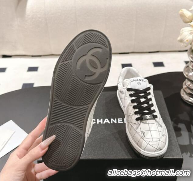 Good Product Chanel Ban'x Check Silky Calfskin Sneakers White 2025 CH041714