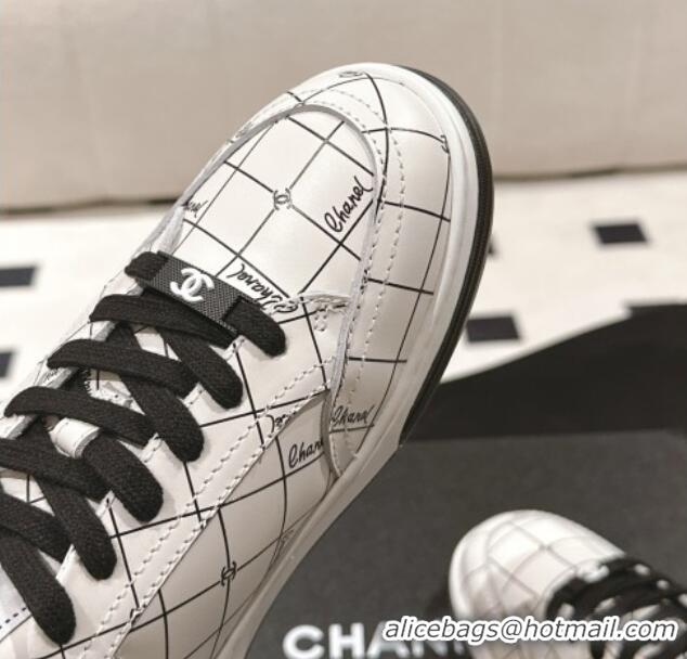 Good Product Chanel Ban'x Check Silky Calfskin Sneakers White 2025 CH041714