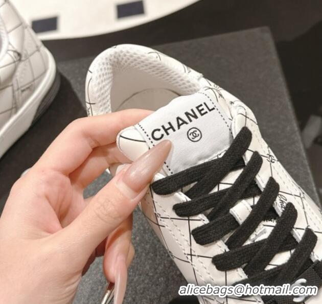 Good Product Chanel Ban'x Check Silky Calfskin Sneakers White 2025 CH041714