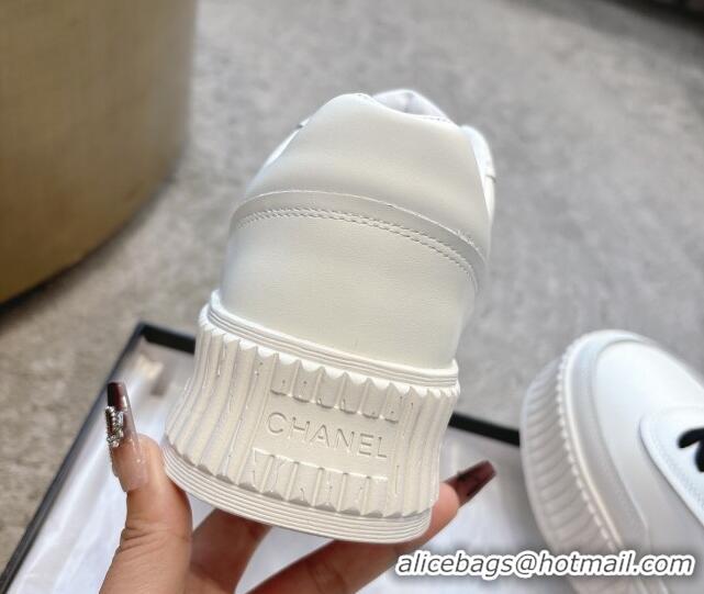 Big Discount Chanel Calfskin Platform Sneakers White/Black 2025 CH041715