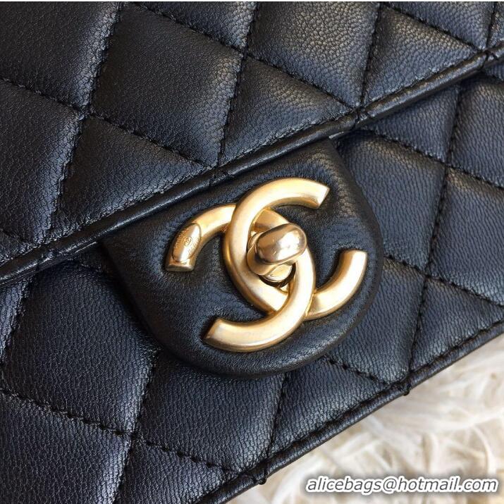 Discount Chanel Flap Bag Lambskin Quilted Leather Chic Pearls Small AS0585 Black