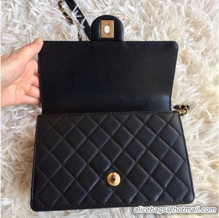 Discount Chanel Flap Bag Lambskin Quilted Leather Chic Pearls Small AS0585 Black