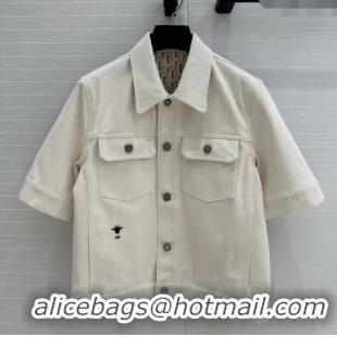Luxury Discount Dior Denim Short-sleeved Jacket D041009 Beige 2025