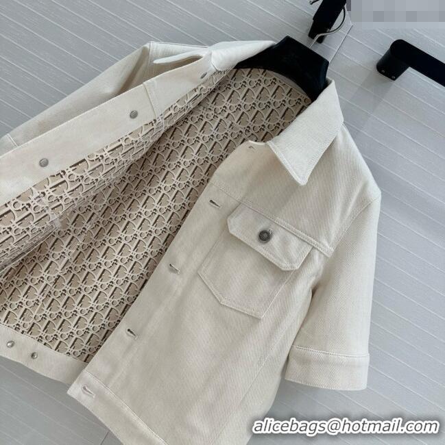 Luxury Discount Dior Denim Short-sleeved Jacket D041009 Beige 2025