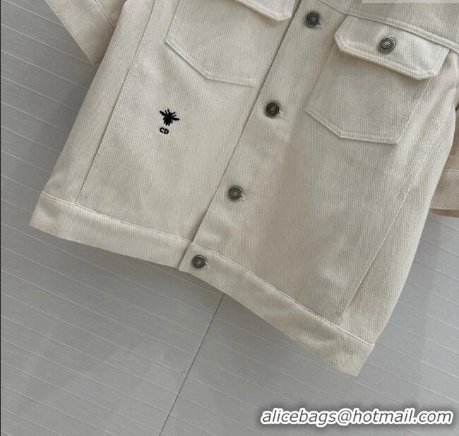 Luxury Discount Dior Denim Short-sleeved Jacket D041009 Beige 2025