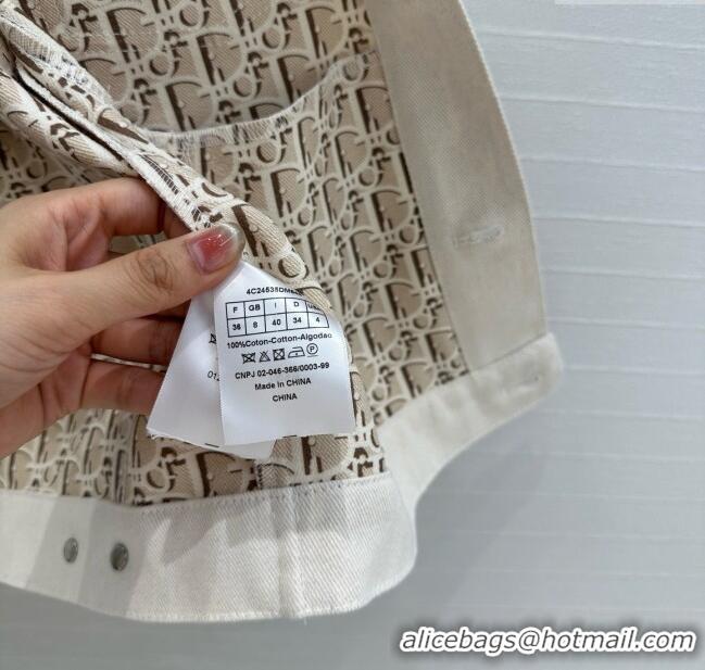 Luxury Discount Dior Denim Short-sleeved Jacket D041009 Beige 2025