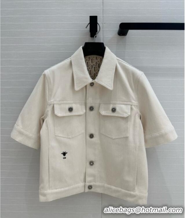 Luxury Discount Dior Denim Short-sleeved Jacket D041009 Beige 2025