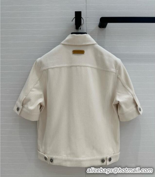 Luxury Discount Dior Denim Short-sleeved Jacket D041009 Beige 2025