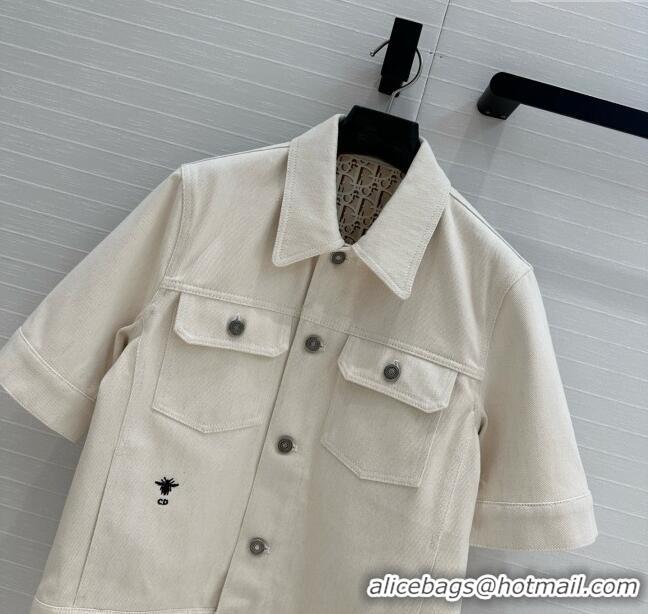 Luxury Discount Dior Denim Short-sleeved Jacket D041009 Beige 2025