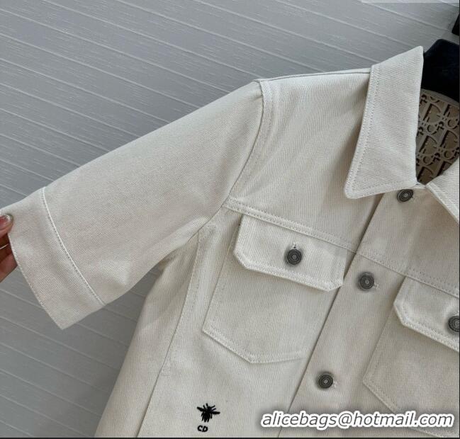 Luxury Discount Dior Denim Short-sleeved Jacket D041009 Beige 2025
