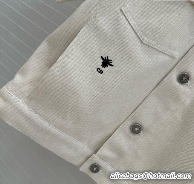 Luxury Discount Dior Denim Short-sleeved Jacket D041009 Beige 2025