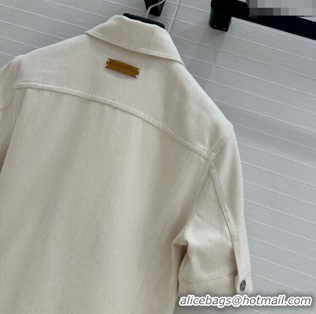 Luxury Discount Dior Denim Short-sleeved Jacket D041009 Beige 2025