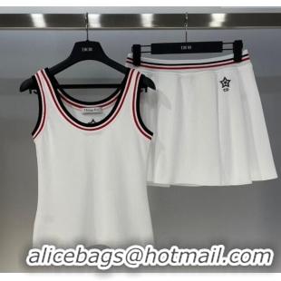 Promotional Dior Vest and Skirt Activewear Set D0410 White 2025