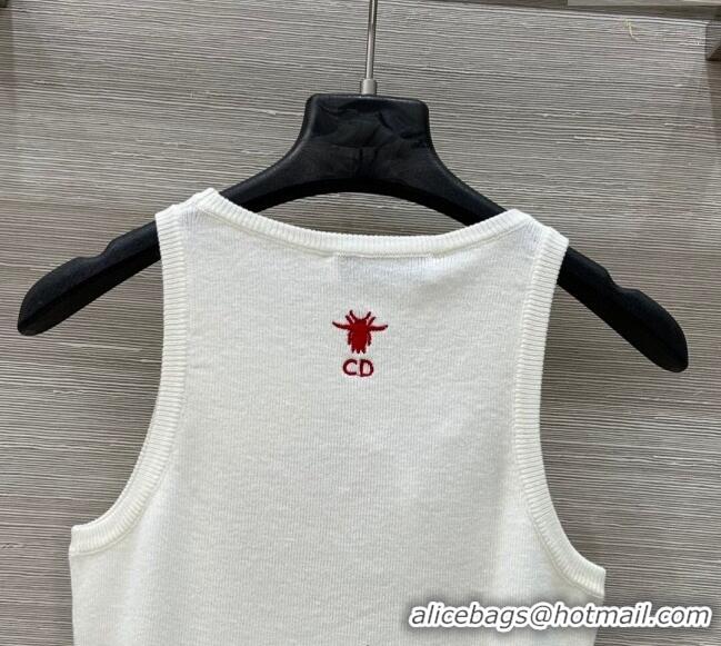 Well Crafted Dior Miss Dior Wool Cardigan Vest 0411 White/Red 2025