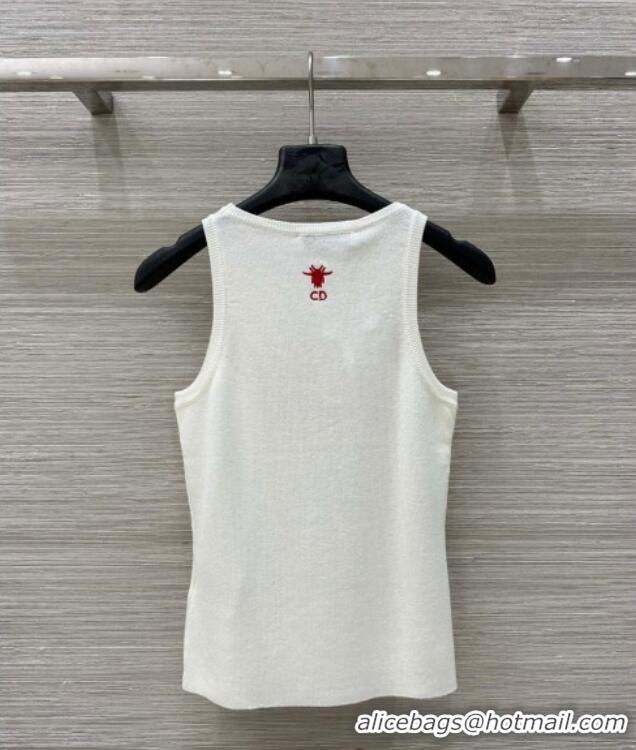 Well Crafted Dior Miss Dior Wool Cardigan Vest 0411 White/Red 2025