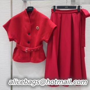 Top Quality Discount Dior Shirt and Skirt Set 250430044 Red 2025
