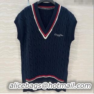 Famous Brand Dior Knit Vest 042987 Dark Blue 2025