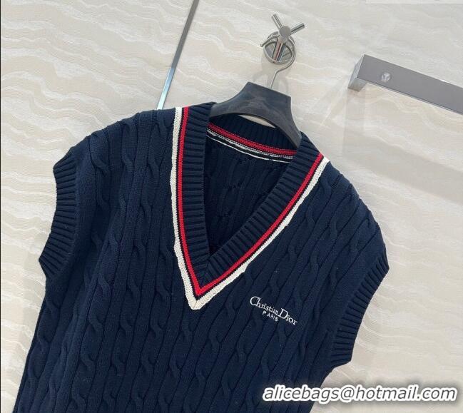 Famous Brand Dior Knit Vest 042987 Dark Blue 2025