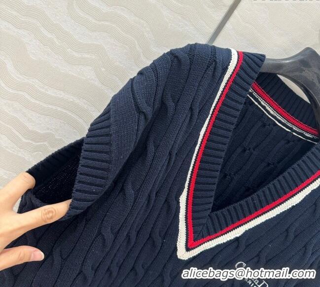 Famous Brand Dior Knit Vest 042987 Dark Blue 2025