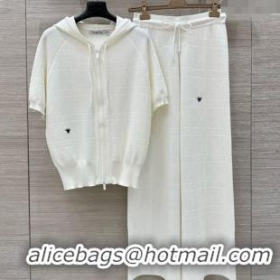 Cheap Price Dior Knit Shirt and Pants Set 042994 White 2025