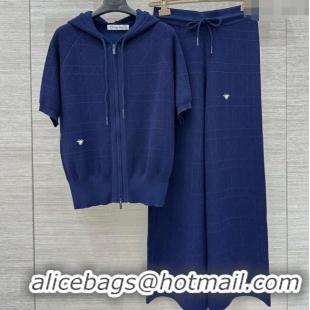 Top Quality Design Dior Knit Shirt and Pants Set 042994 Blue 2025