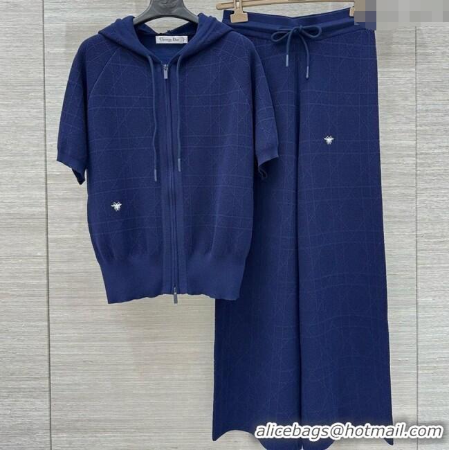 Top Quality Design Dior Knit Shirt and Pants Set 042994 Blue 2025