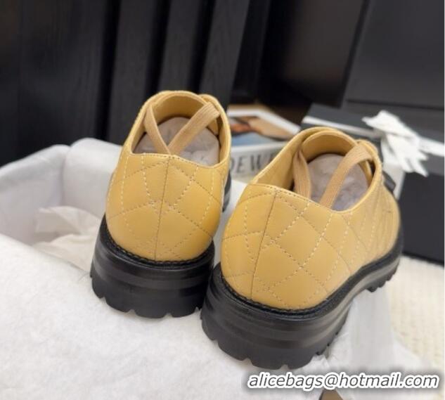 Stylish Chanel Quilted Calfskin Lace-up Shoes 3cm with CC Tag Beige 2025 CH041717