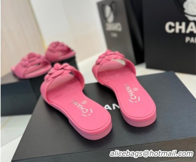 Purchase Chanel Camellia Bloom Lambskin Flat Slides Sandal G45499 Pink