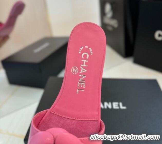 Purchase Chanel Camellia Bloom Lambskin Flat Slides Sandal G45499 Pink