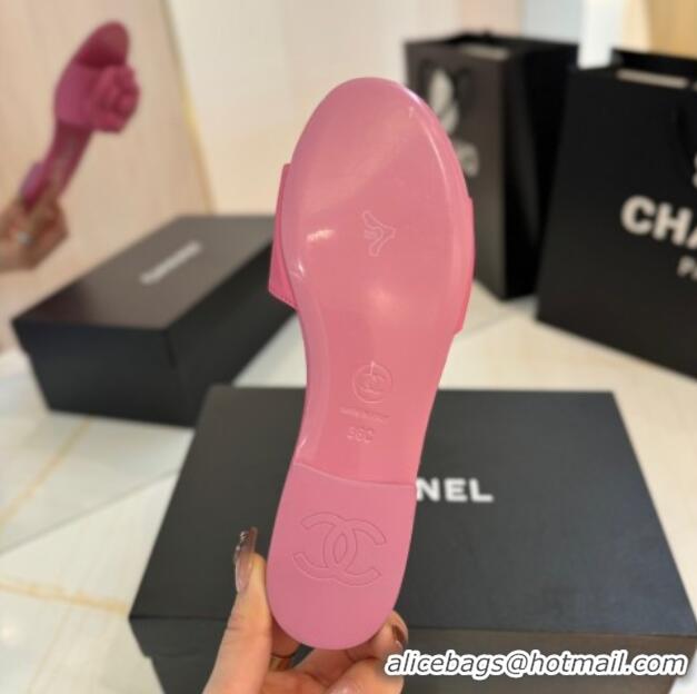 Purchase Chanel Camellia Bloom Lambskin Flat Slides Sandal G45499 Pink