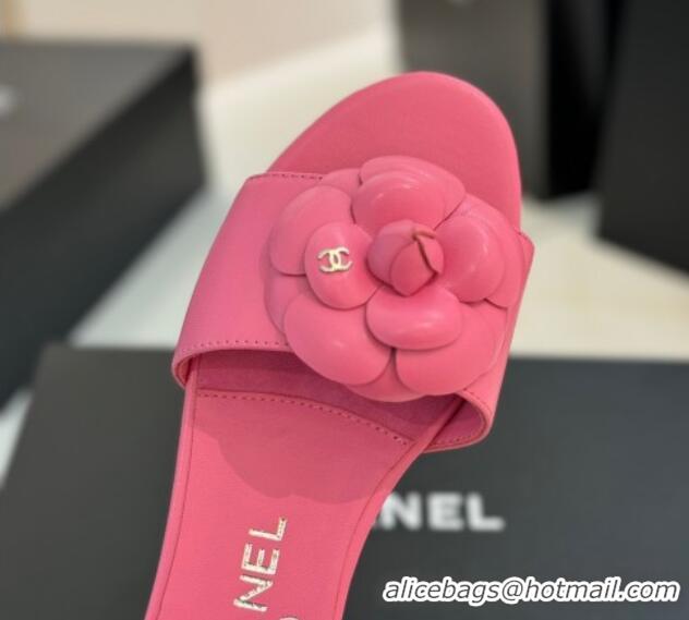Purchase Chanel Camellia Bloom Lambskin Flat Slides Sandal G45499 Pink