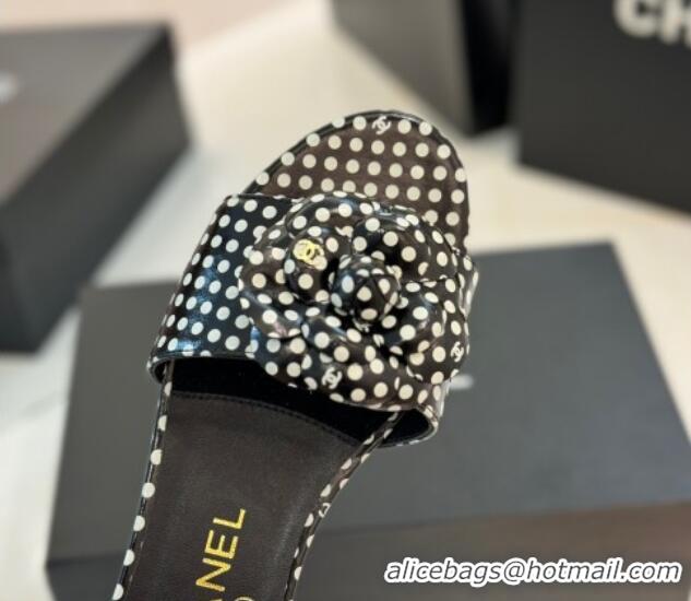 Buy Luxury Chanel Camellia Bloom Lambskin Flat Slides Sandal G45499 Black