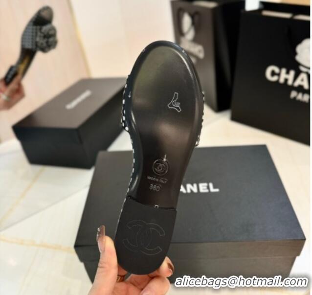Buy Luxury Chanel Camellia Bloom Lambskin Flat Slides Sandal G45499 Black
