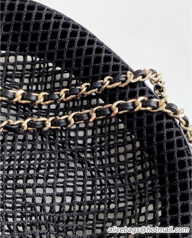 Luxury Cheap Chanel Mesh & Lambskin Clutch with Chain AP4573 Black 2025