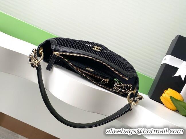 Luxury Cheap Chanel Mesh & Lambskin Clutch with Chain AP4573 Black 2025