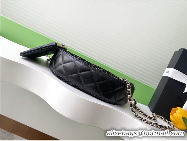 Luxury Cheap Chanel Mesh & Lambskin Clutch with Chain AP4573 Black 2025