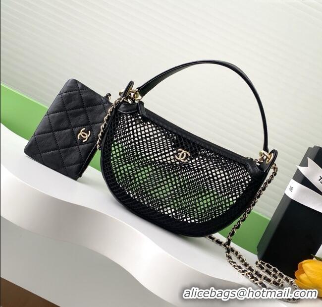 Luxury Cheap Chanel Mesh & Lambskin Clutch with Chain AP4573 Black 2025