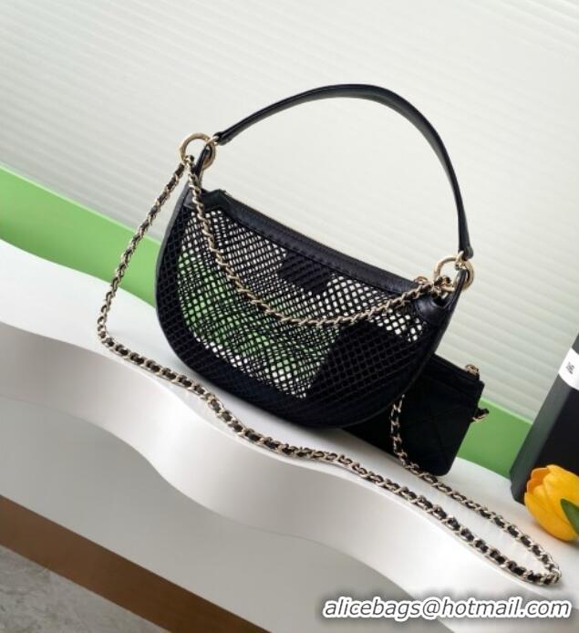 Luxury Cheap Chanel Mesh & Lambskin Clutch with Chain AP4573 Black 2025