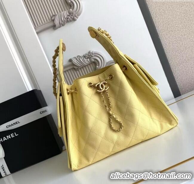 Promotional Chanel 25 Small Handbag in Grained Calfskin AS5293 Yellow Spring-Summer 2025