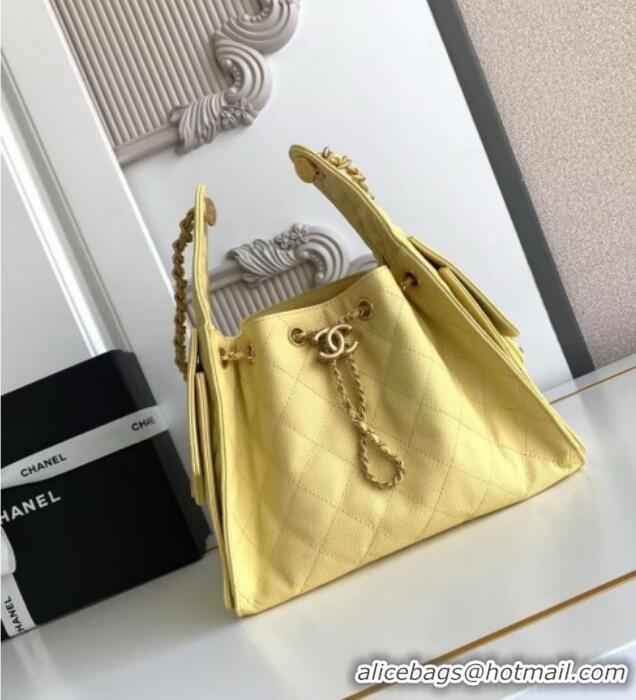 Promotional Chanel 25 Small Handbag in Grained Calfskin AS5293 Yellow Spring-Summer 2025