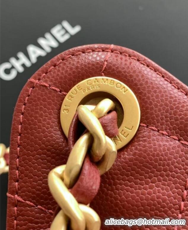 Top Quality Chanel 25 Small Handbag in Grained Calfskin AS5293 Burgundy Spring-Summer 2025