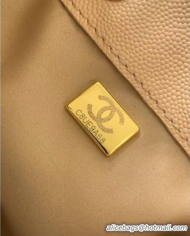 Luxury Cheap Chanel 25 Small Handbag in Grained Calfskin AS5293 Beige Spring-Summer 2025