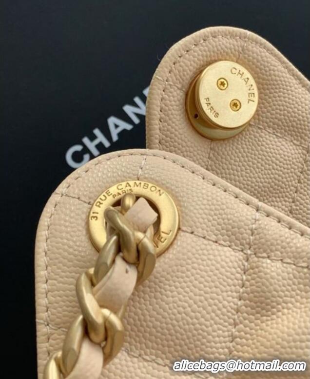 Luxury Cheap Chanel 25 Small Handbag in Grained Calfskin AS5293 Beige Spring-Summer 2025