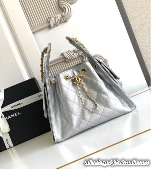 Top Grade Chanel 25 Small Handbag in Grained Calfskin AS5293 Silver Spring-Summer 2025