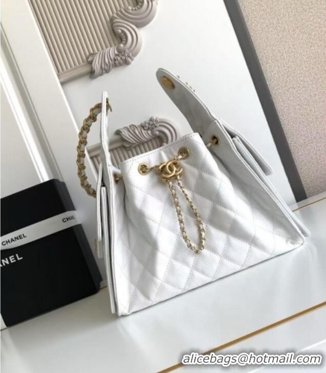 Market Sells Chanel 25 Small Handbag in Grained Calfskin AS5293 White Spring-Summer 2025