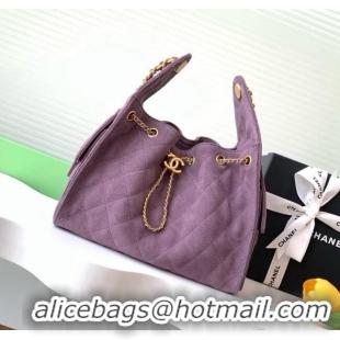 Top Design Chanel 25 Small Handbag in Suede AS5293 Purple Spring-Summer 2025